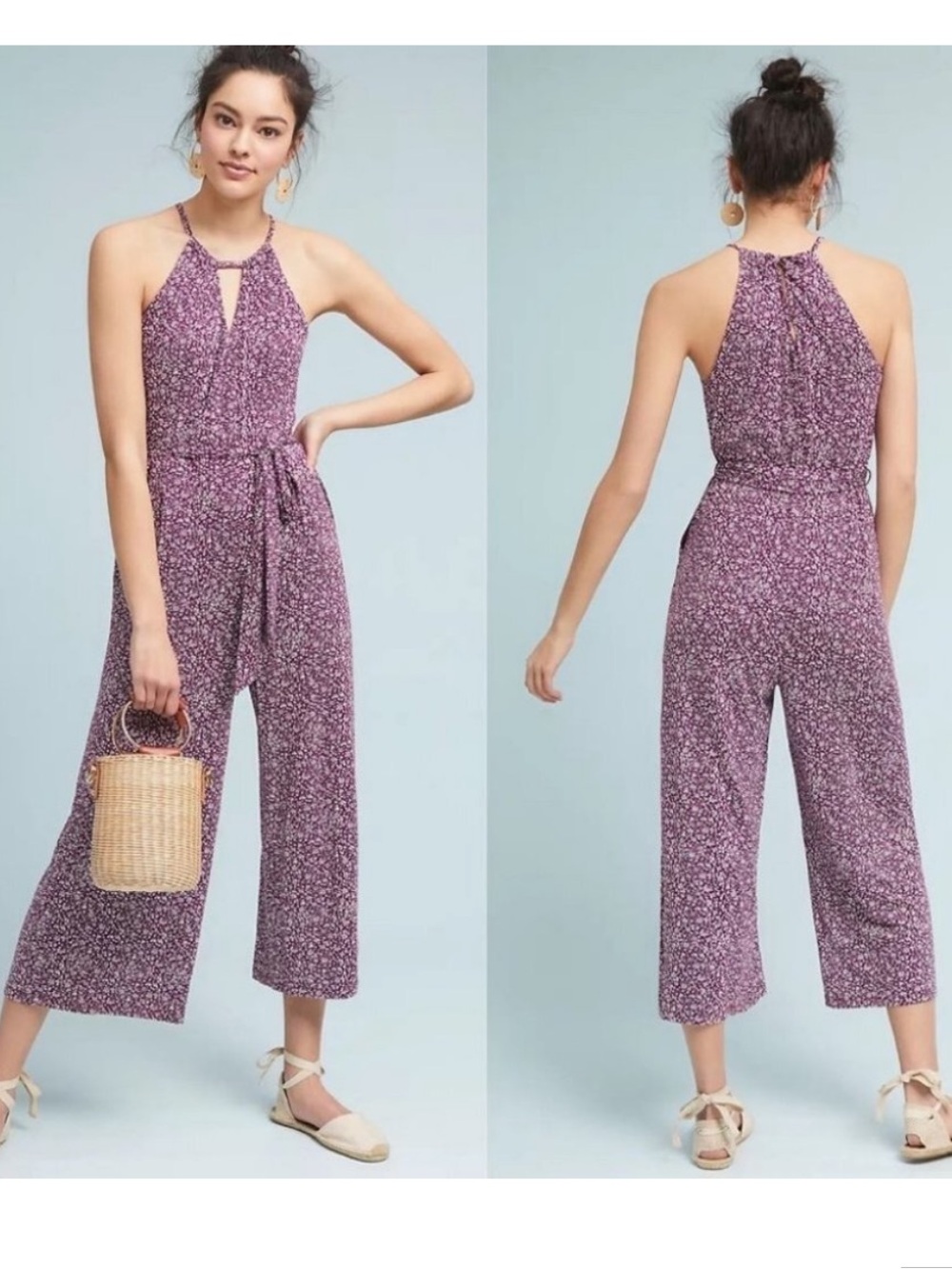 Maeve Purple Floral Halter Jumpsuit